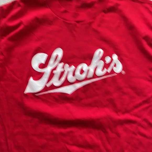 Vintage Strohs beer T-shirt size extra large single stitch Red  new - Picture 2 of 6